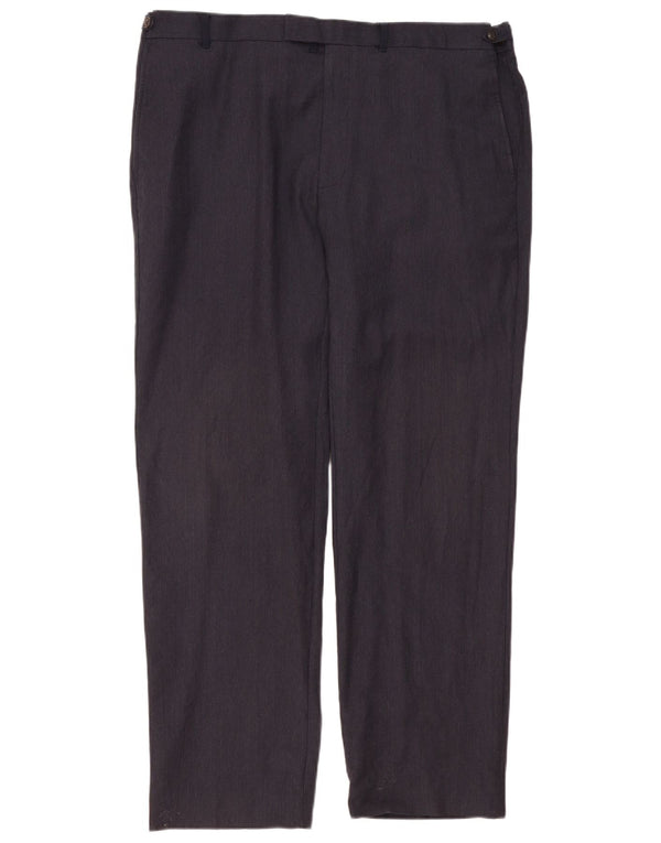 Marks & Spencer Mens Regular Fit Suit Trousers W42 L33 Navy Blue Wool