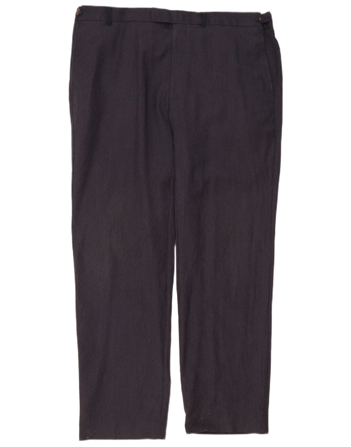 Marks & Spencer Mens Regular Fit Suit Trousers W42 L33 Navy Blue Wool