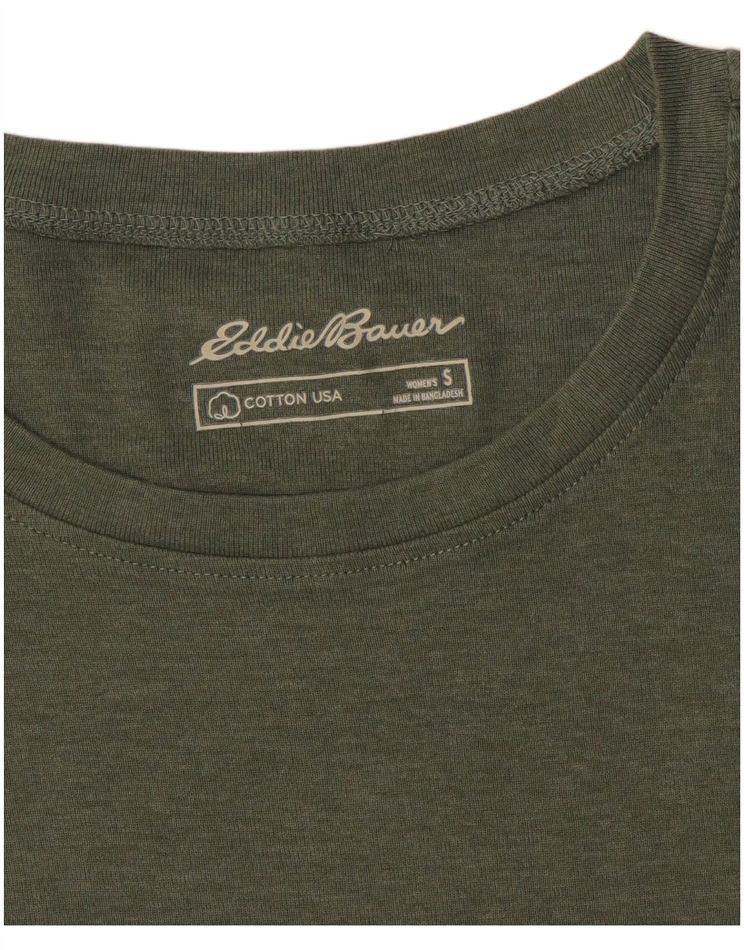EDDIE BAUER Womens T-Shirt Top UK 10 Small Khaki Cotton