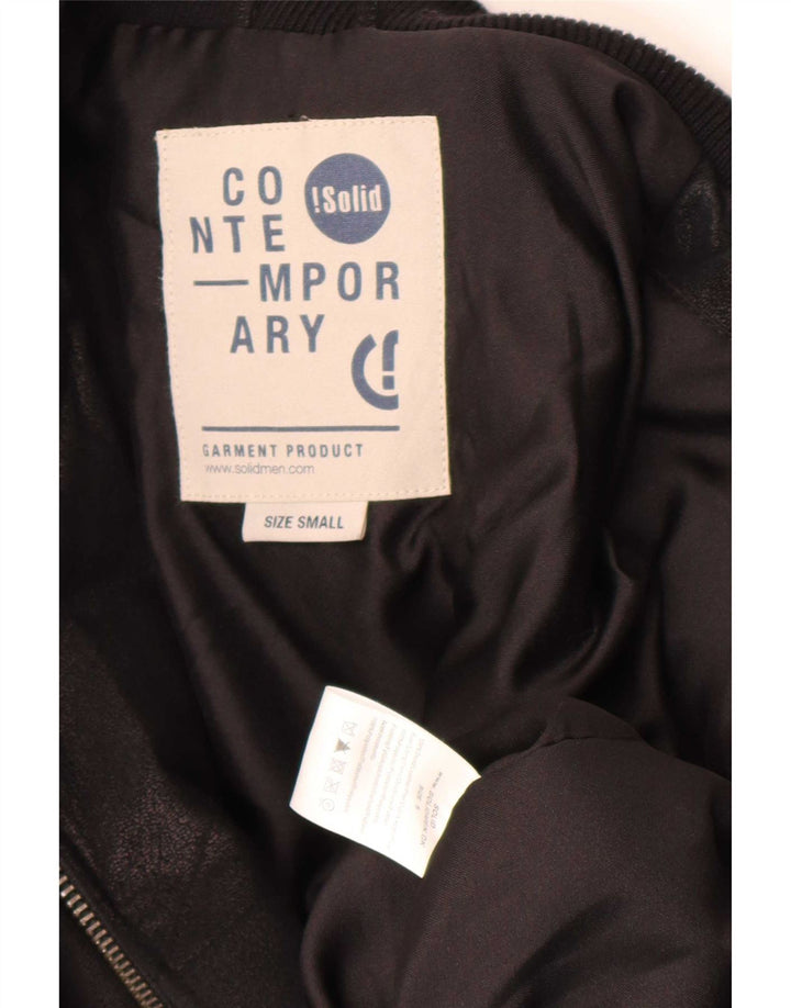 Contemporary Mens Leather Jacket UK 36 Small Black Leather