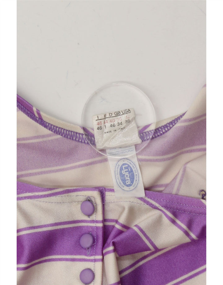 UNGARO Womens Sleeveless Shift Dress IT 46 Large Purple Striped Polyamide