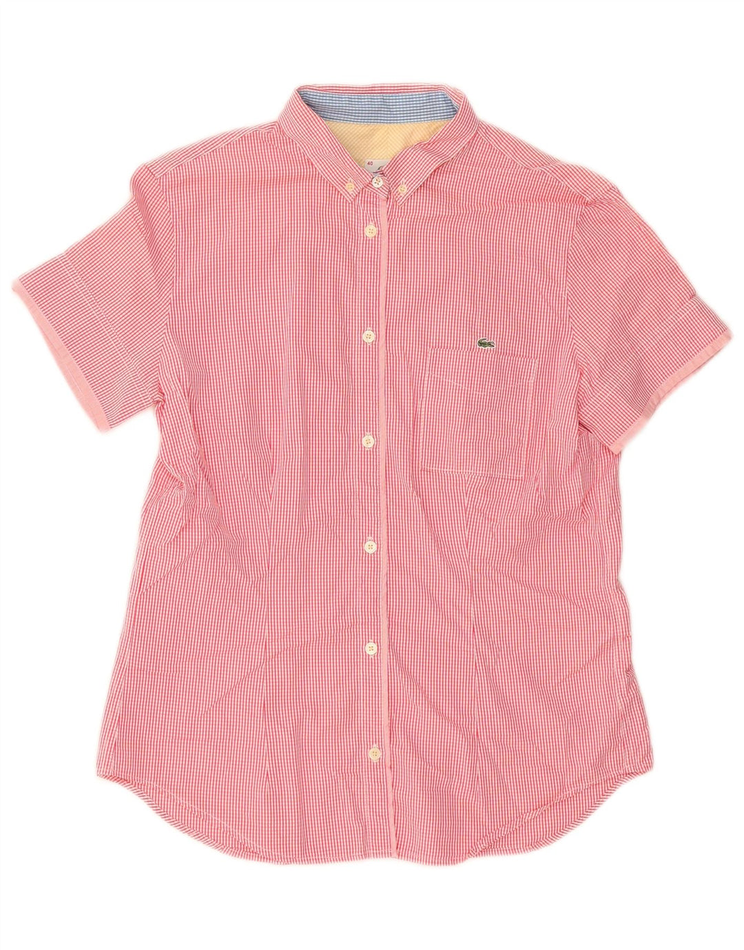 LACOSTE Womens Short Sleeve Shirt Size 40 Medium Red Check