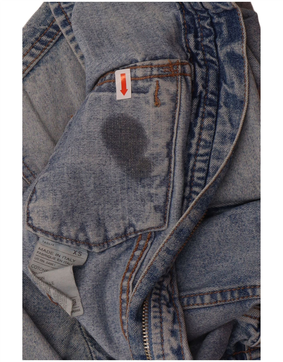 United Colors of Benetton Womens Crop Denim Jacket UK 6 XS Blue Classic