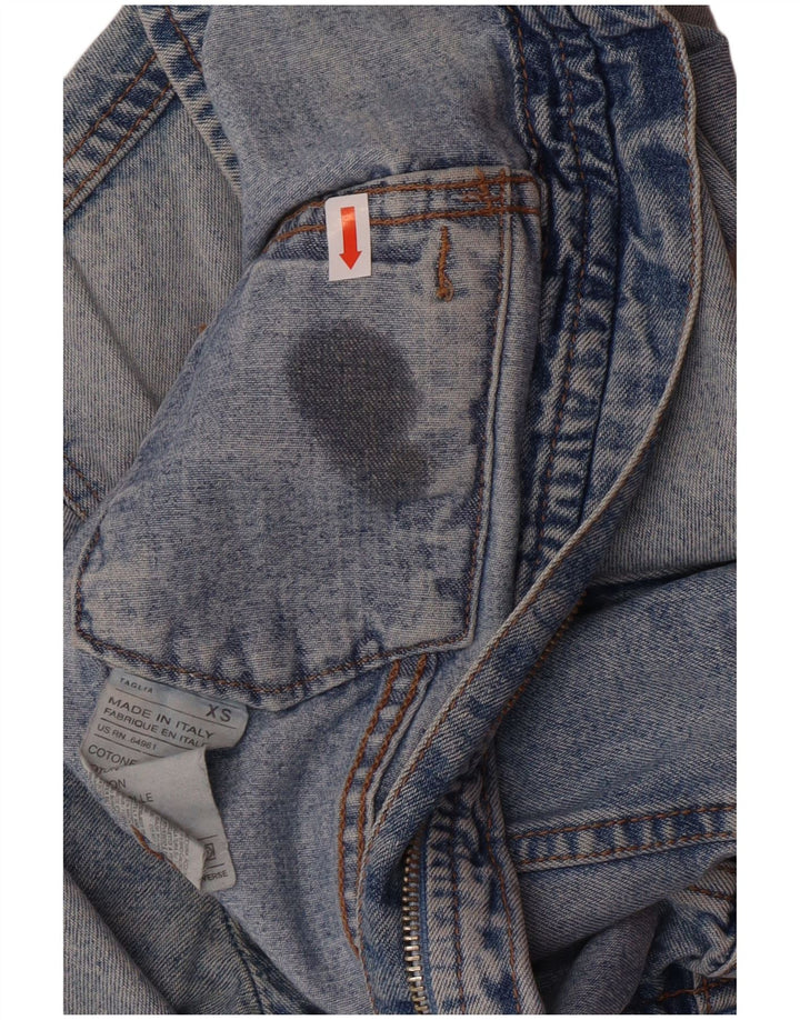 United Colors of Benetton Womens Crop Denim Jacket UK 6 XS Blue Classic