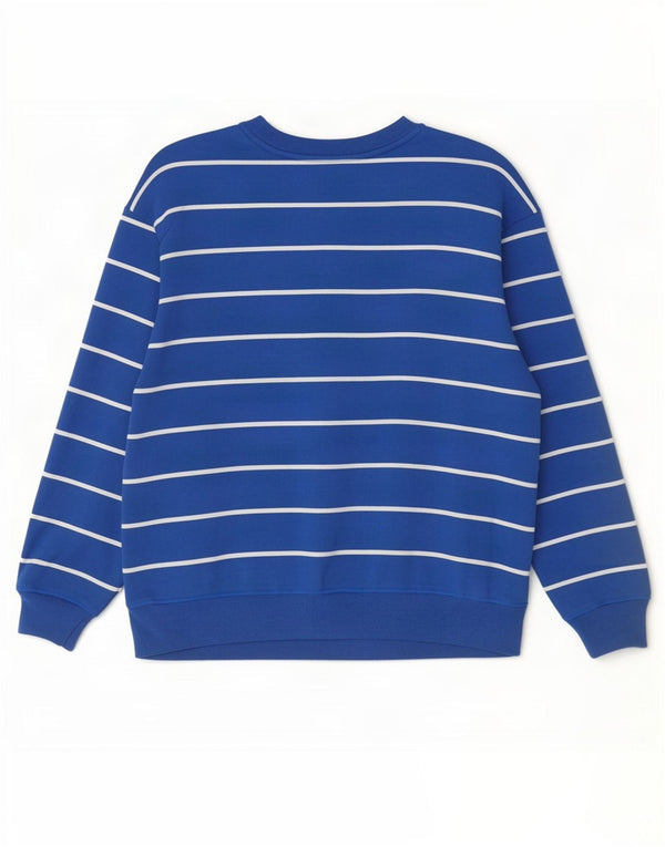 Marks & Spencer Womens Sweatshirt Jumper UK 16 Large Blue Striped Cotton