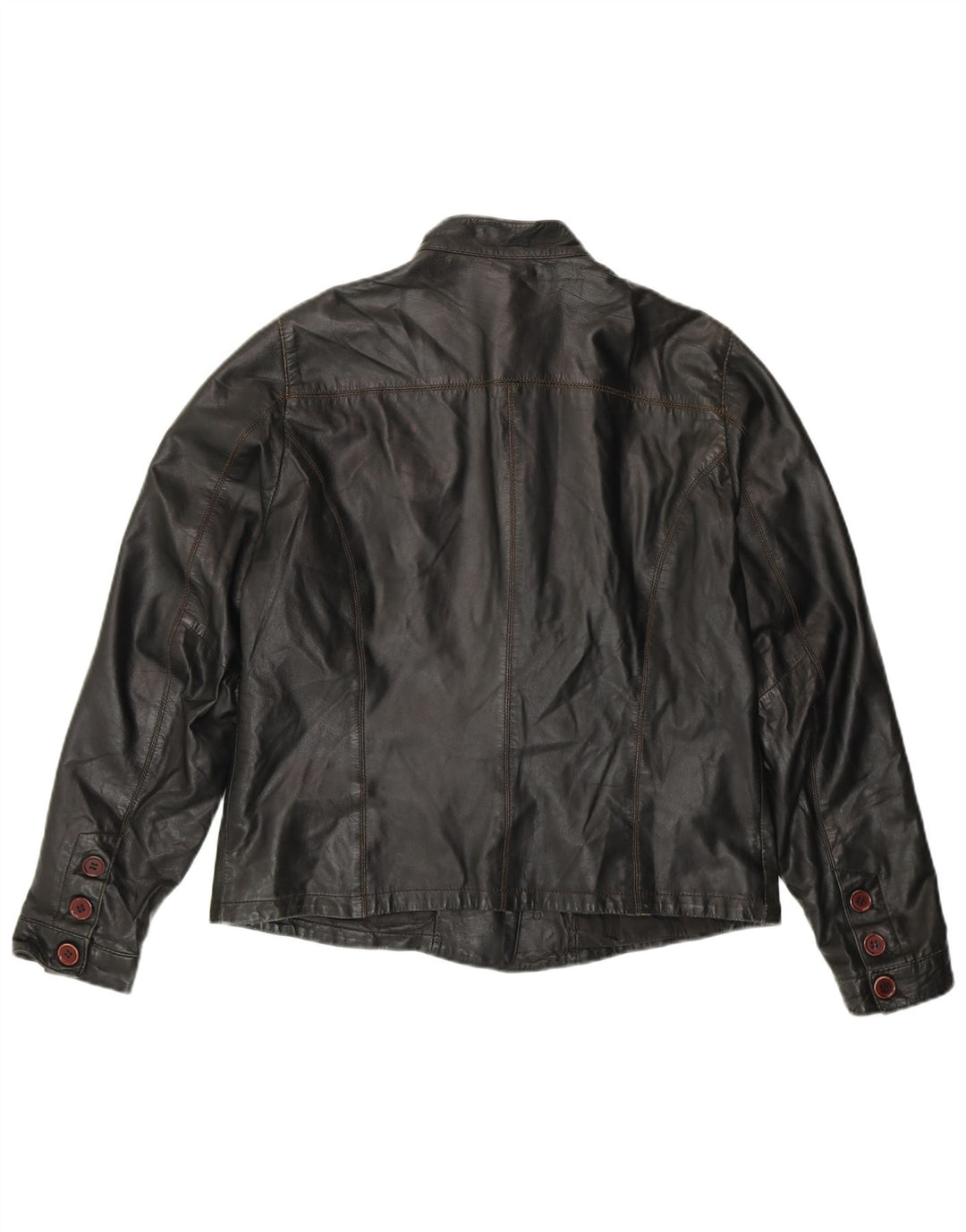 OVS Womens Leather Jacket IT 46 Large Black Leather