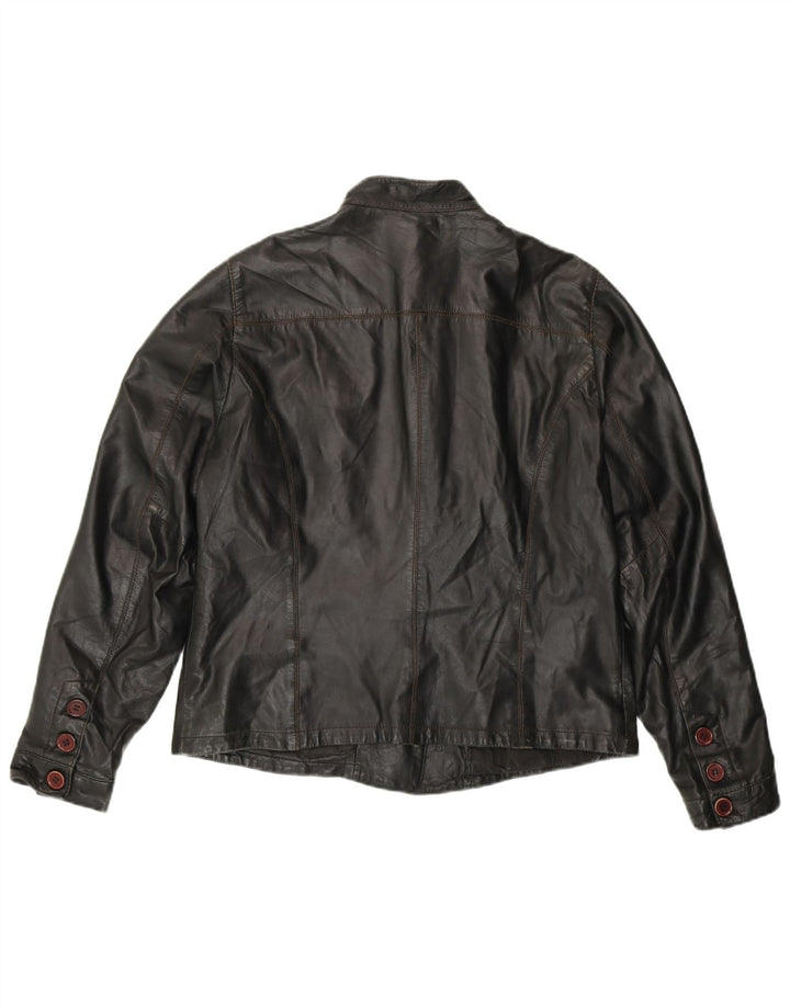 OVS Womens Leather Jacket IT 46 Large Black Leather