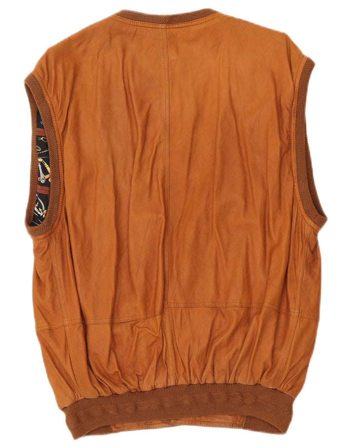 Pollini Mens Leather Gilet UK 40 Large Brown
