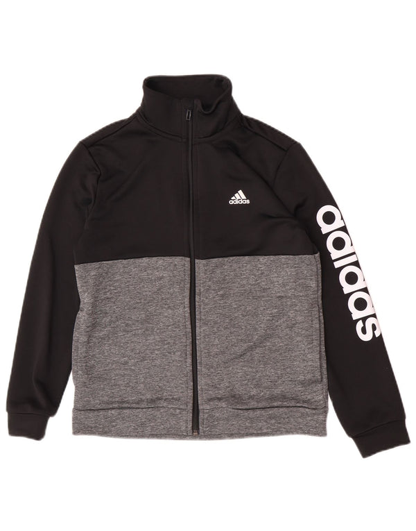 Adidas Boys Aeroready Tracksuit Top Jacket 11-12 Years Black Colourblock