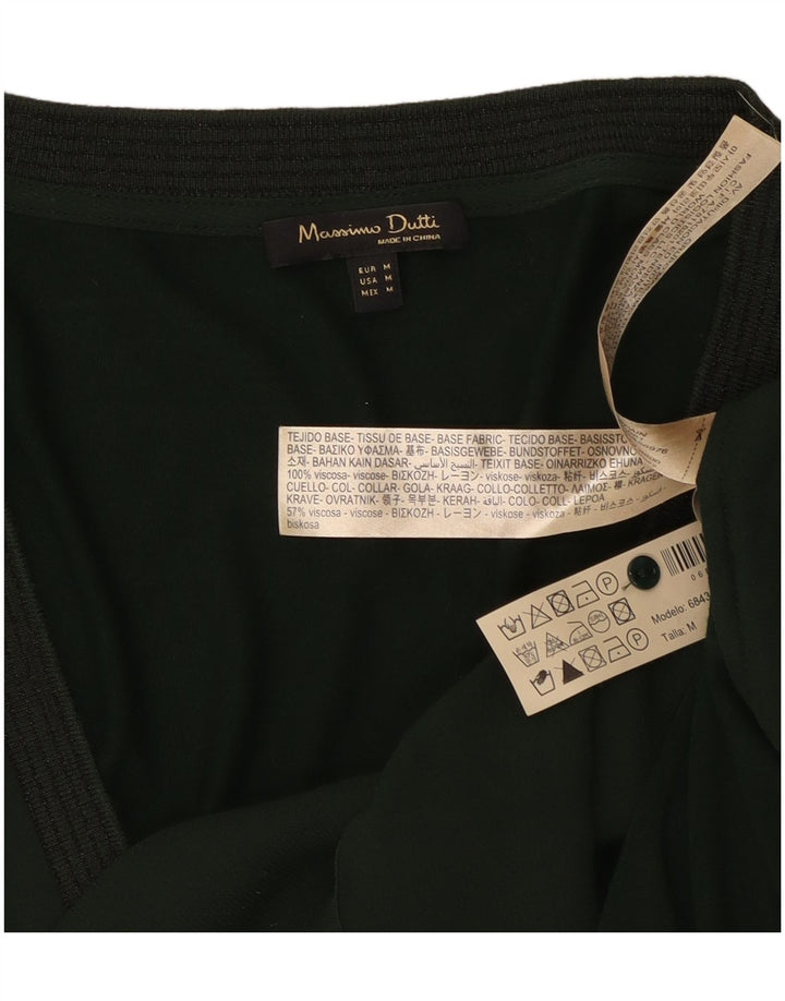 Massimo Dutti Womens Long Sleeve Blouse Top UK 14 Medium Green Viscose