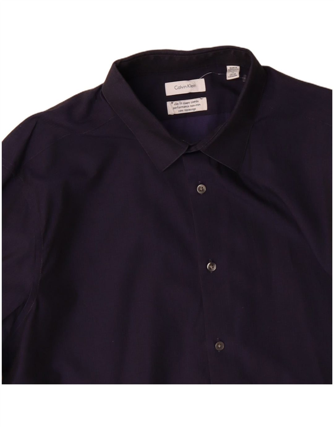 CALVIN KLEIN JEANS Mens Slim Fit Shirt Size 17 XL Navy Blue Cotton