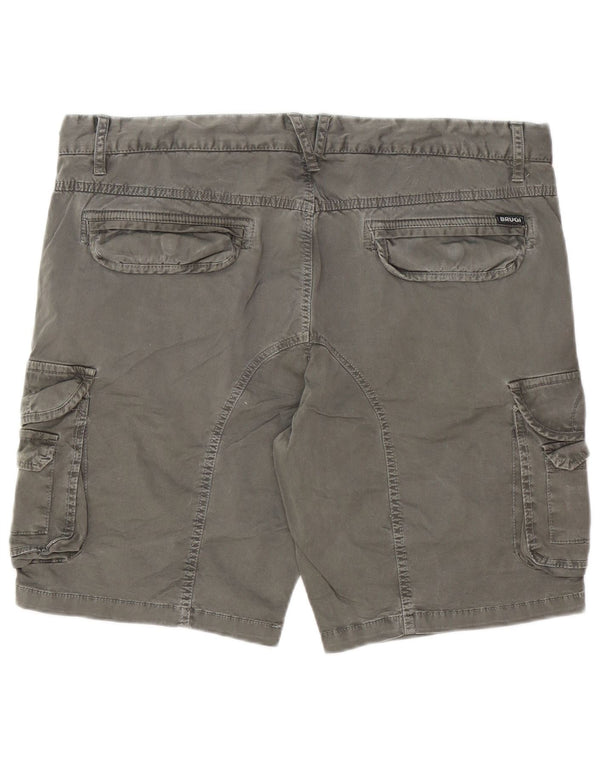 Brugi Mens Cargo Shorts IT 52 XL W32 Grey Cotton