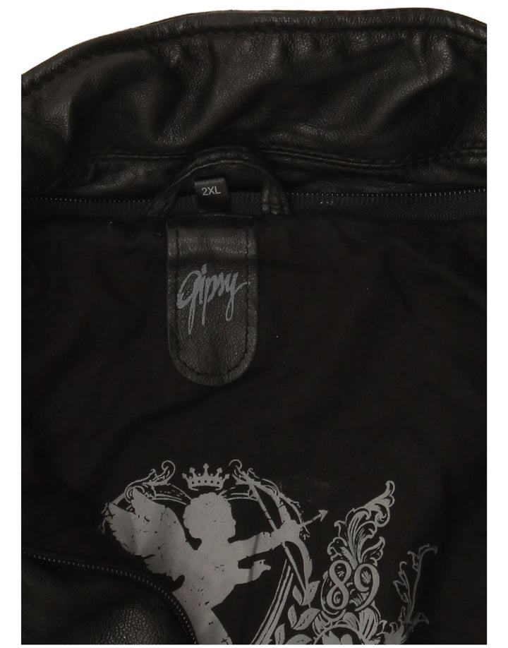 Gipsy Womens Leather Biker Jacket UK 20 2XL Black