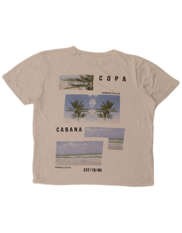 JACK & JONES Mens Graphic T-Shirt Top XL White Cotton