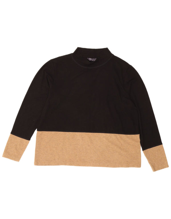 MARKS & SPENCER Womens Blouse Top UK 16 Large Black Colourblock Polyester