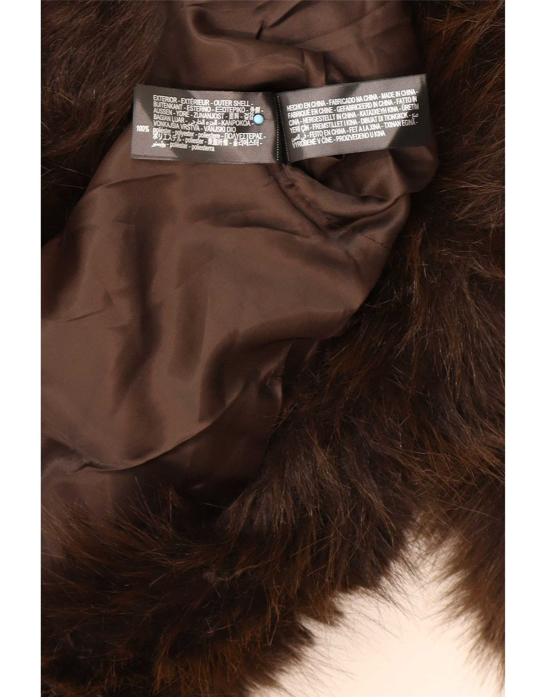 Zara Womens Oversized Faux Fur Jacket UK 14 Medium Brown Polyester