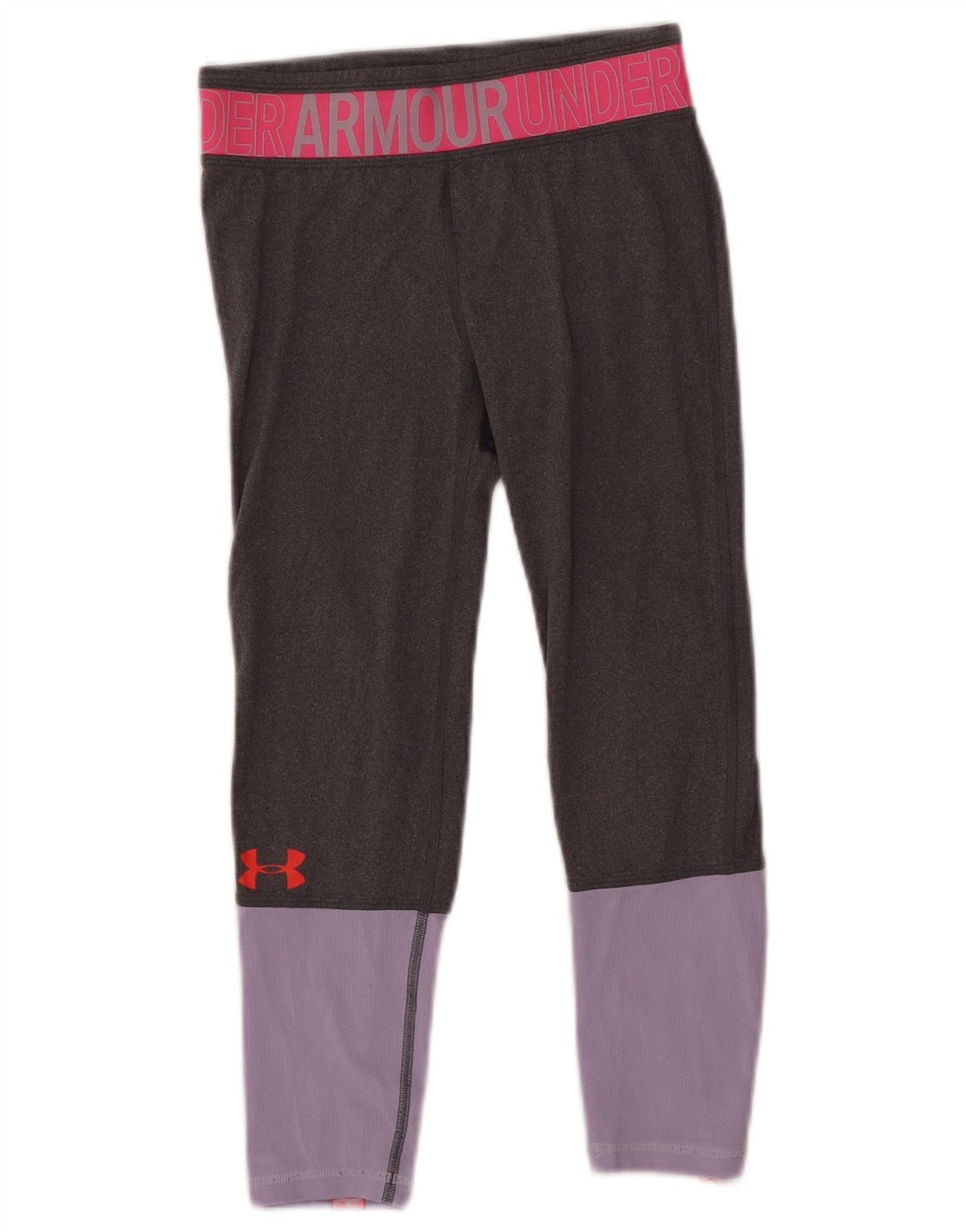 Under Armour Girls Graphic Leggings 9-10 Years Medium Grey Colourblock
