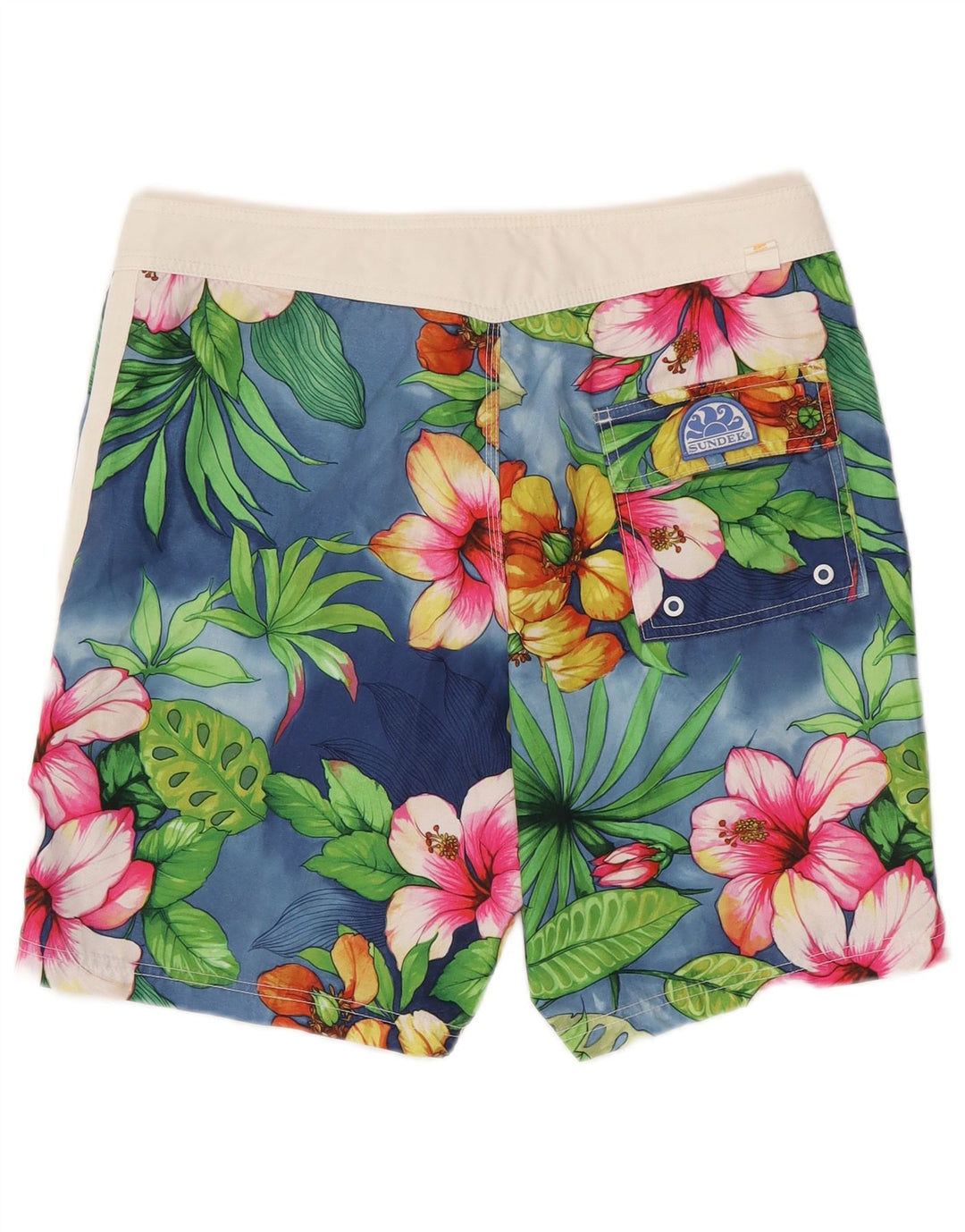 Sundek Mens Swimming Shorts Medium Blue Floral Polyester Hawaiian