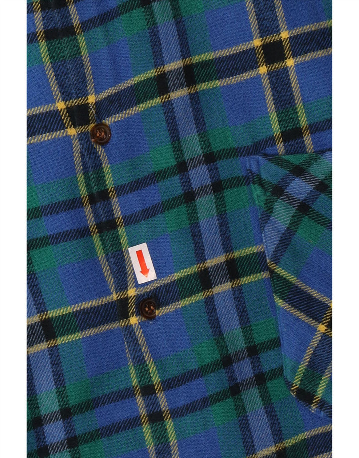 VINTAGE Mens Flannel Shirt XL Blue Check