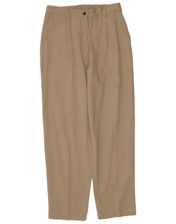 L.L.BEAN Womens High Waist Pegged Chino Trousers US 12 Large W30 L30 Beige