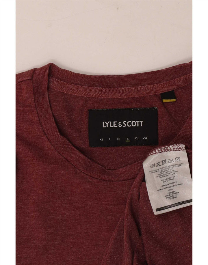 Lyle & Scott Mens T-Shirt Top Large Burgundy Polyester