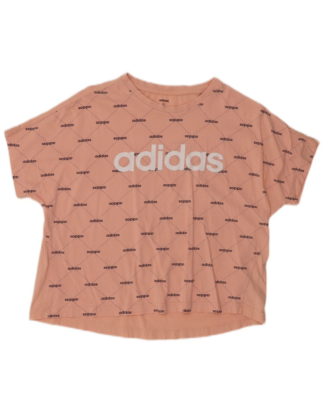 ADIDAS Womens Oversized Crop Graphic T-Shirt Top UK 8/10 Small Pink Cotton