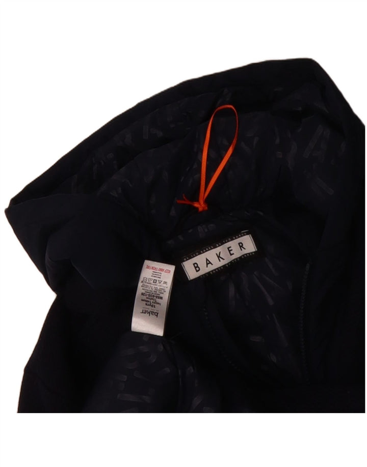 TED BAKER Boys Hooded Overcoat 9-10 Years Navy Blue Polyester