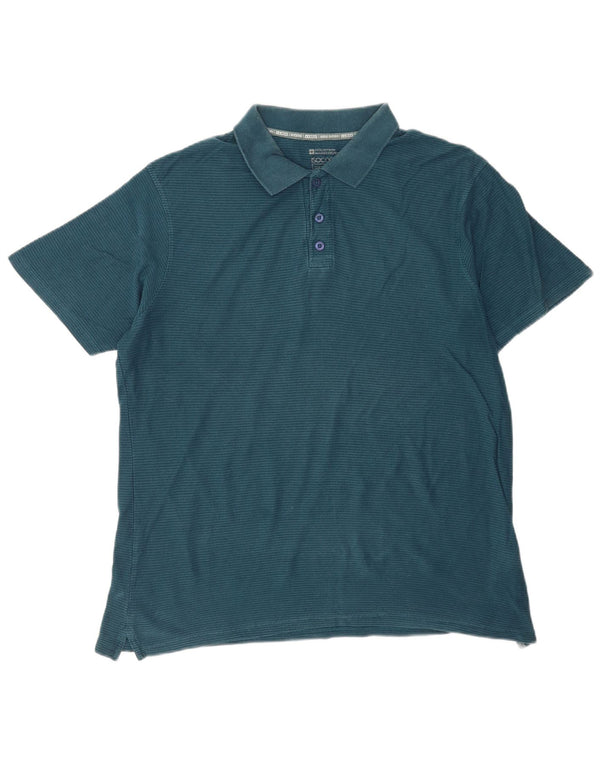 Mountain Warehouse Mens IsoCool Polo Shirt Large Blue Pinstripe Cotton
