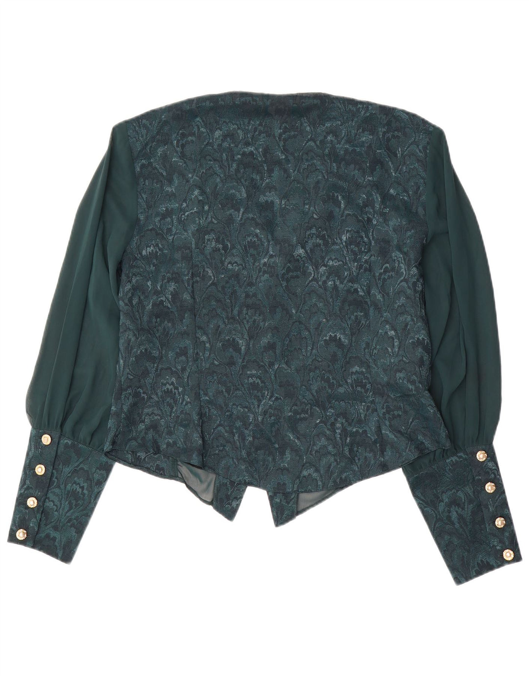 VINTAGE Womens Shirt Blouse UK 18 XL Green Floral Polyester