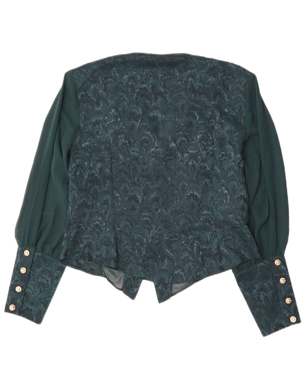 VINTAGE Womens Shirt Blouse UK 18 XL Green Floral Polyester