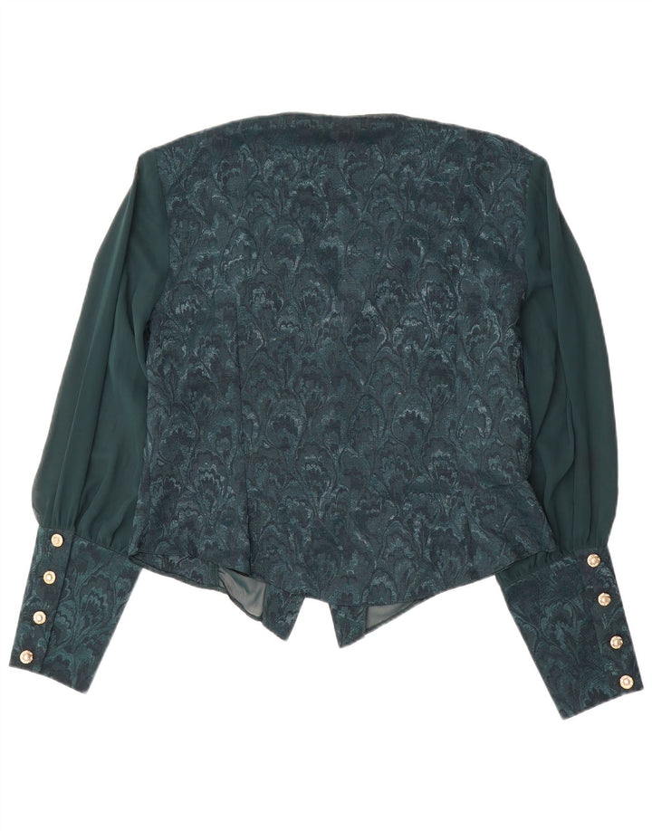 VINTAGE Womens Shirt Blouse UK 18 XL Green Floral Polyester