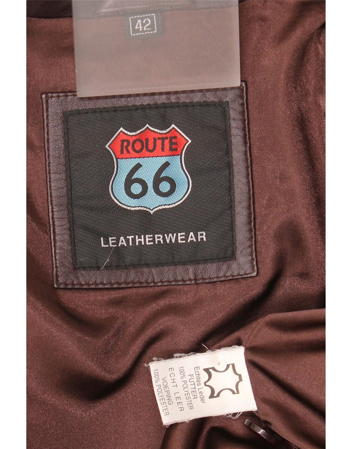 Route 66 Mens 3 Button Leather Blazer Jacket UK 42 XL Brown Leather