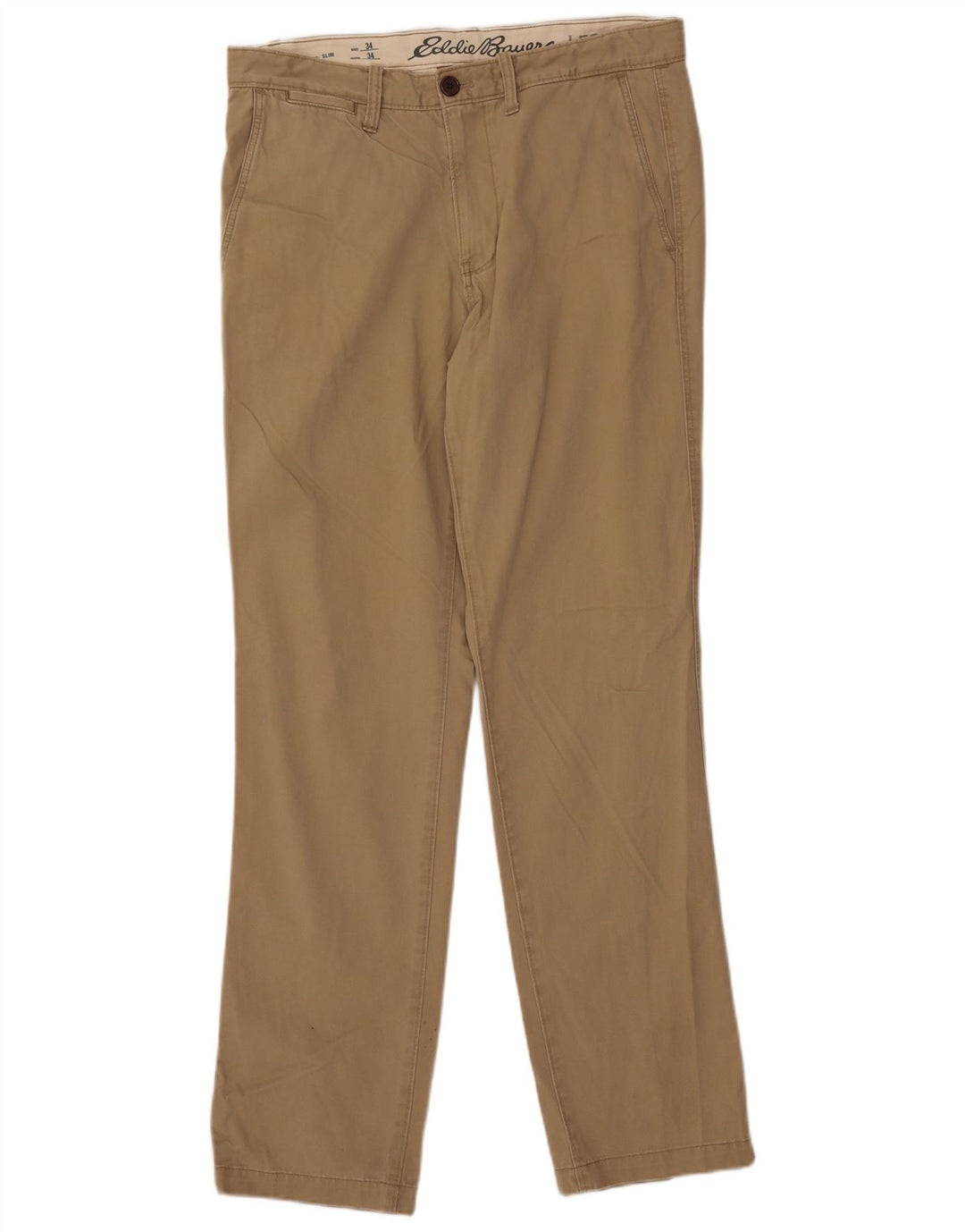 EDDIE BAUER Mens Slim Chino Trousers W34 L34  Beige Cotton