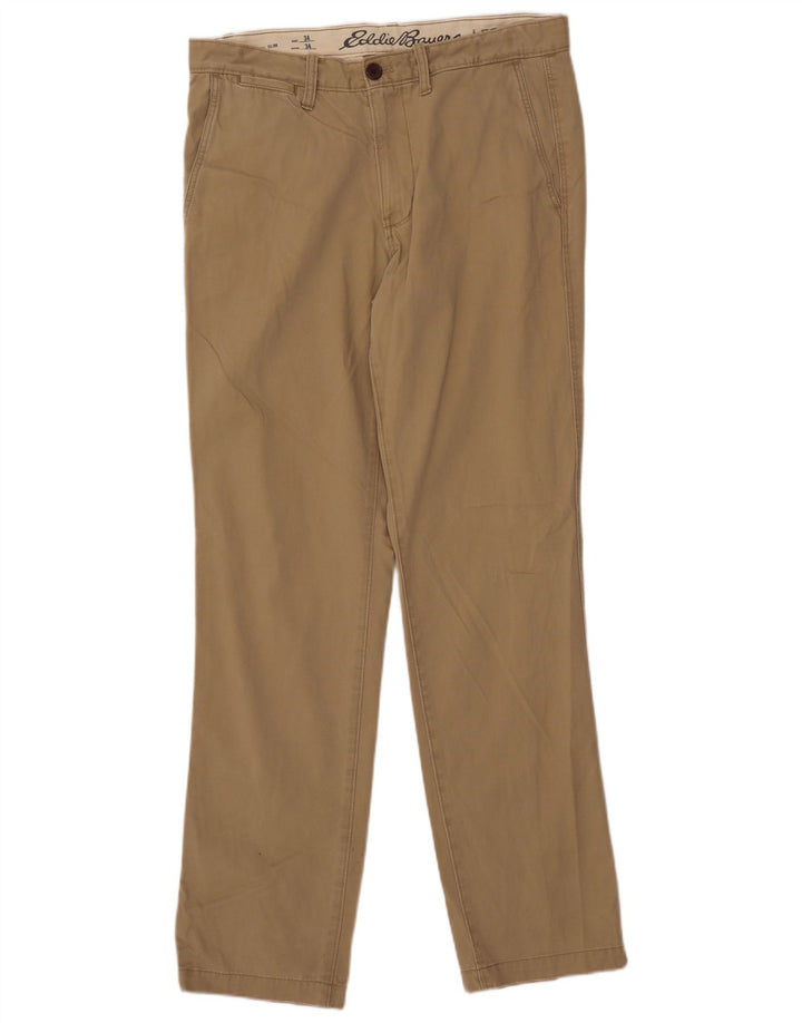 EDDIE BAUER Mens Slim Chino Trousers W34 L34  Beige Cotton
