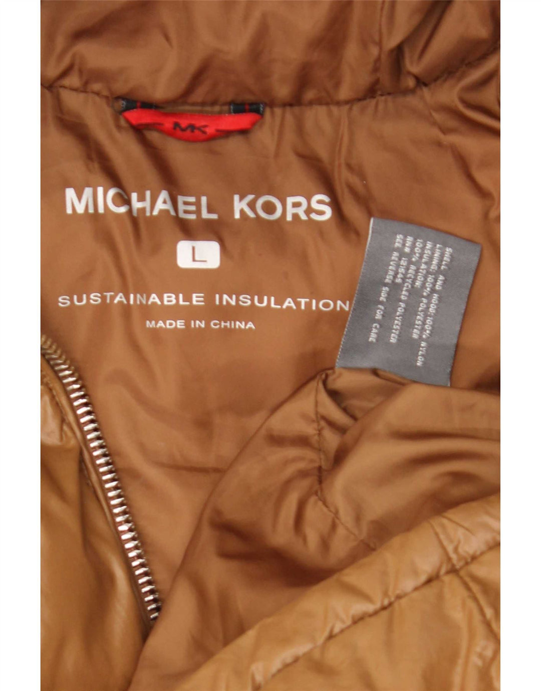 Michael Kors Mens Hooded Padded Jacket UK 40 Large Brown Polyester