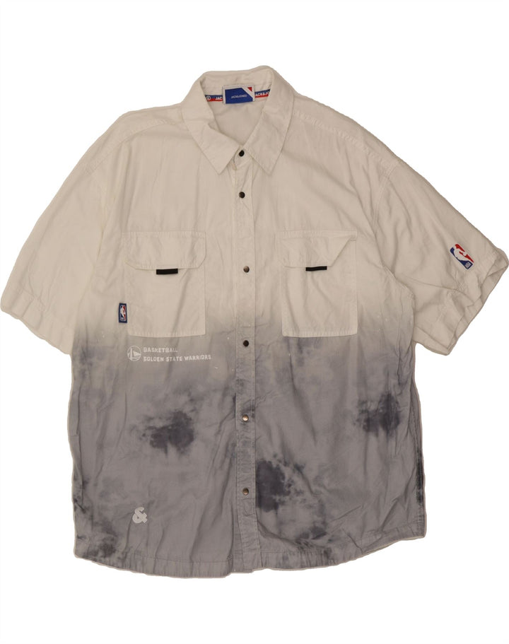 JACK & JONES Mens Graphic Shirt Size 41 Medium Off White Tie Dye Vintage Jack & Jones and Second-Hand Jack & Jones from Messina Hembry 