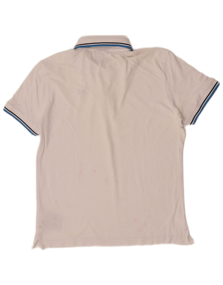 Diadora Mens Polo Shirt Medium White Striped Cotton