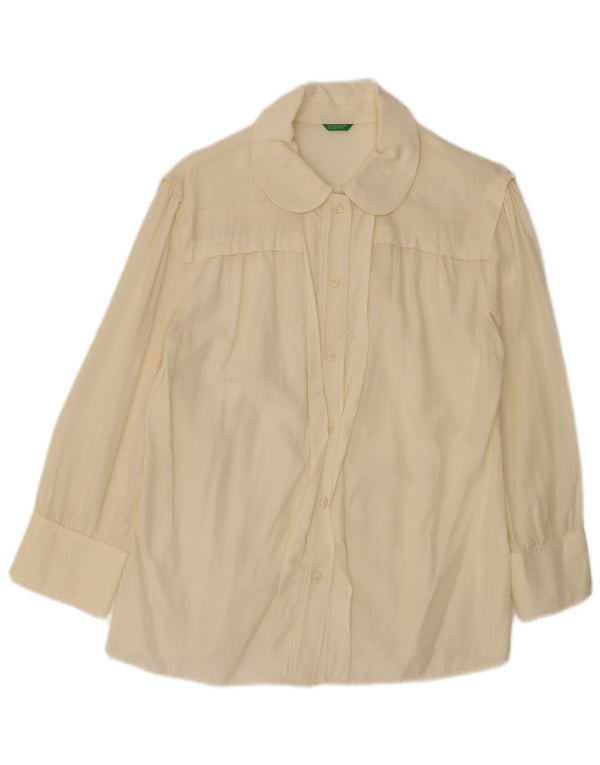 Benetton Womens Shirt Blouse UK 14 Large Off White