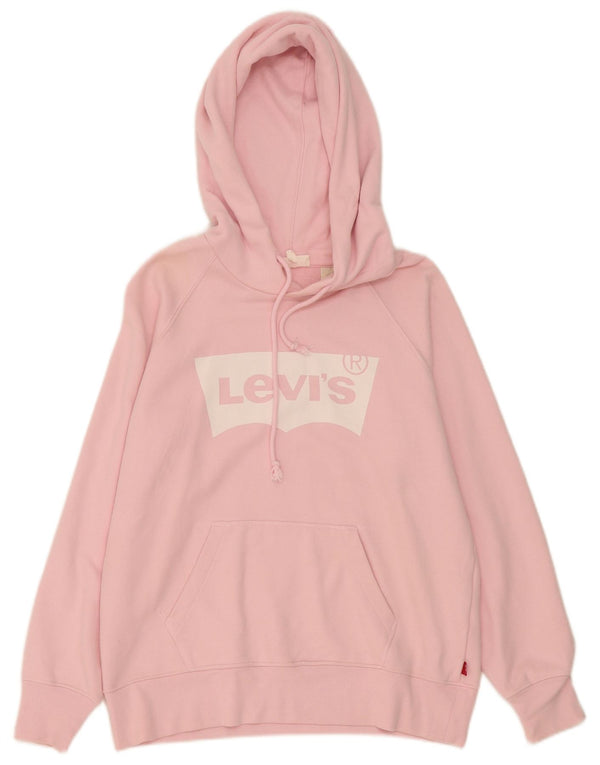 Levi's Womens Graphic Oversized Hoodie Jumper UK 6 XS Pink Cotton