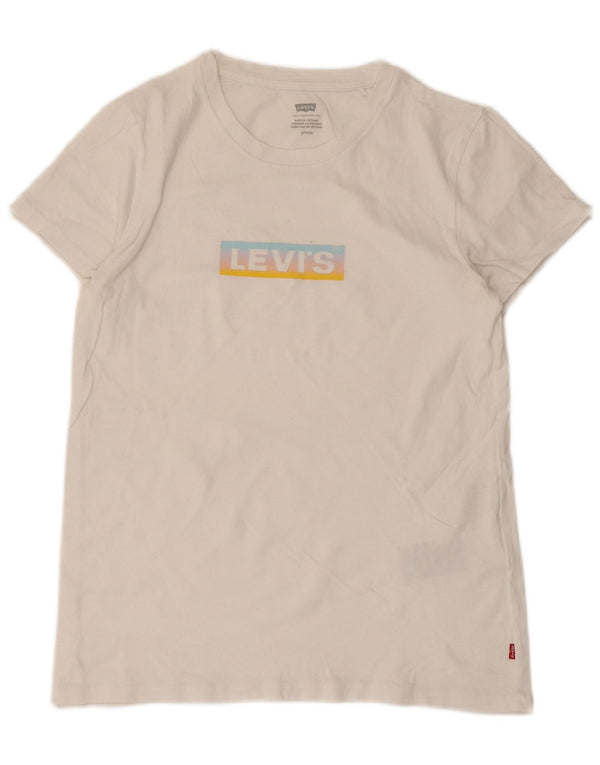 Levi's Womens Graphic T-Shirt Top UK 8 Small White Cotton