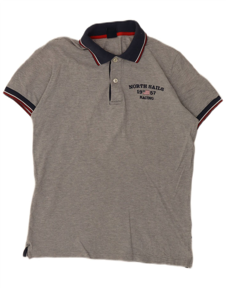 North Sails Mens Graphic Polo Shirt Small Grey Flecked