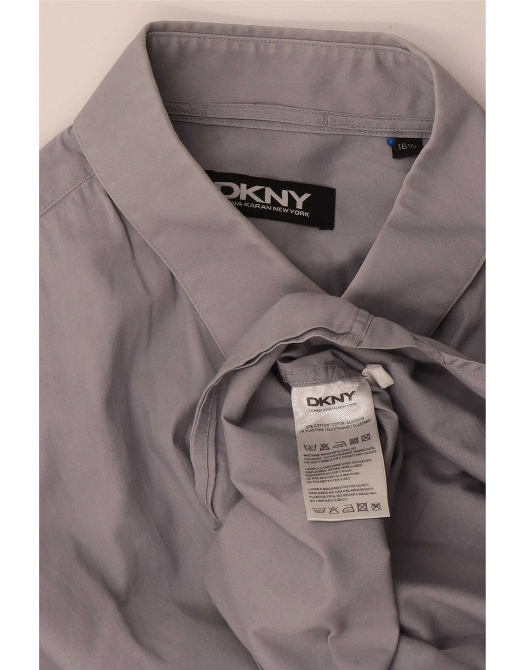 Dkny Mens Shirt Size 16 1/2 Large Grey Cotton
