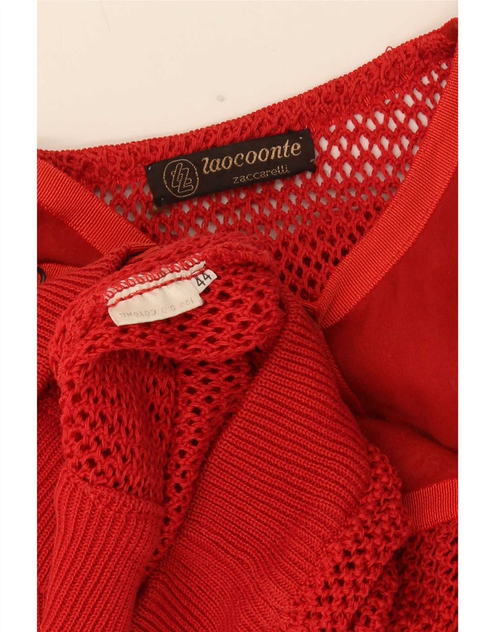 Vintage Womens See Through Cardigan Sweater IT 44 Medium Red