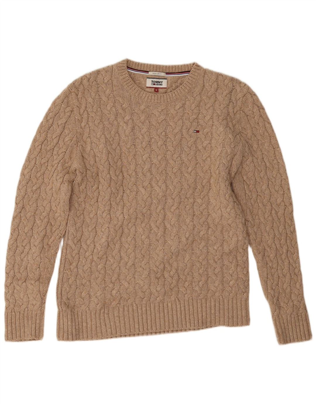 Tommy Hilfiger Mens Regular Fit Crew Neck Jumper Sweater Medium Beige