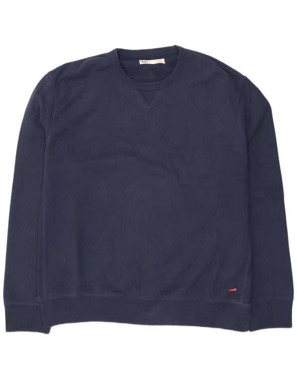 LEVI'S Mens Standard Fit Sweatshirt Jumper 2XL Navy Blue Cotton
