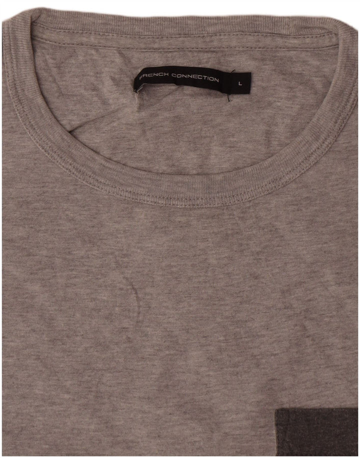 French Connection Mens T-Shirt Top Large Grey Cotton