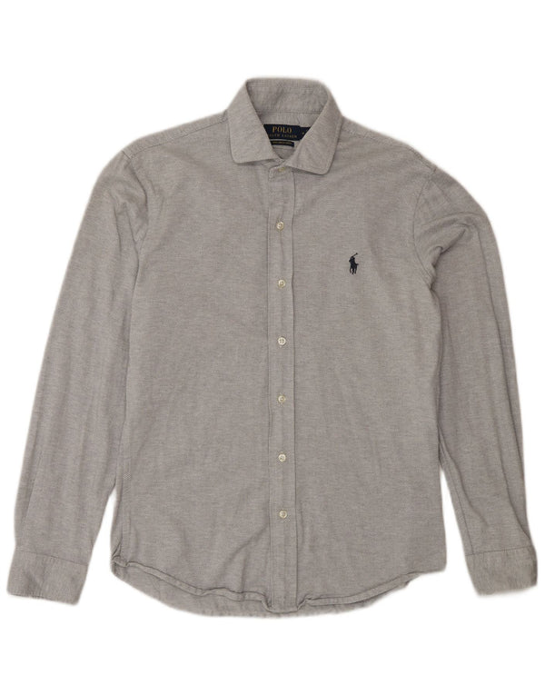 Polo Ralph Lauren Mens Dress Shirt Flannel Shirt Medium Grey Herringbone