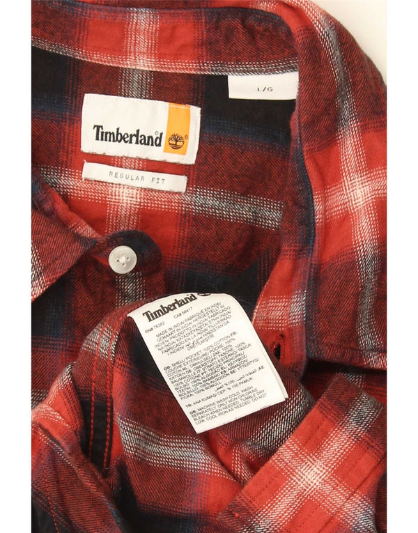 Timberland Mens Regular Fit Flannel Shirt Large Navy Blue Check Cotton