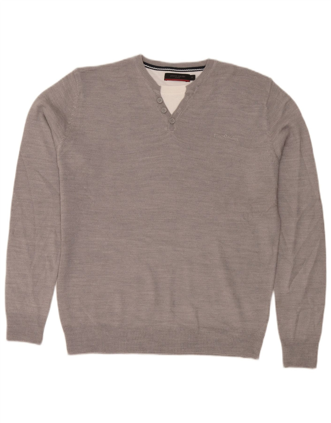 Pierre Cardin Mens Crew Neck Jumper Sweater Medium Grey Acrylic