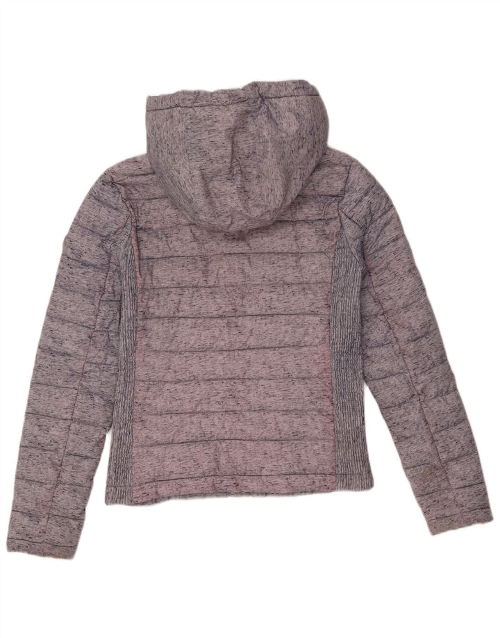 Superdry Womens Hooded Padded Jacket UK 8 XS Grey Colourblock Polyester